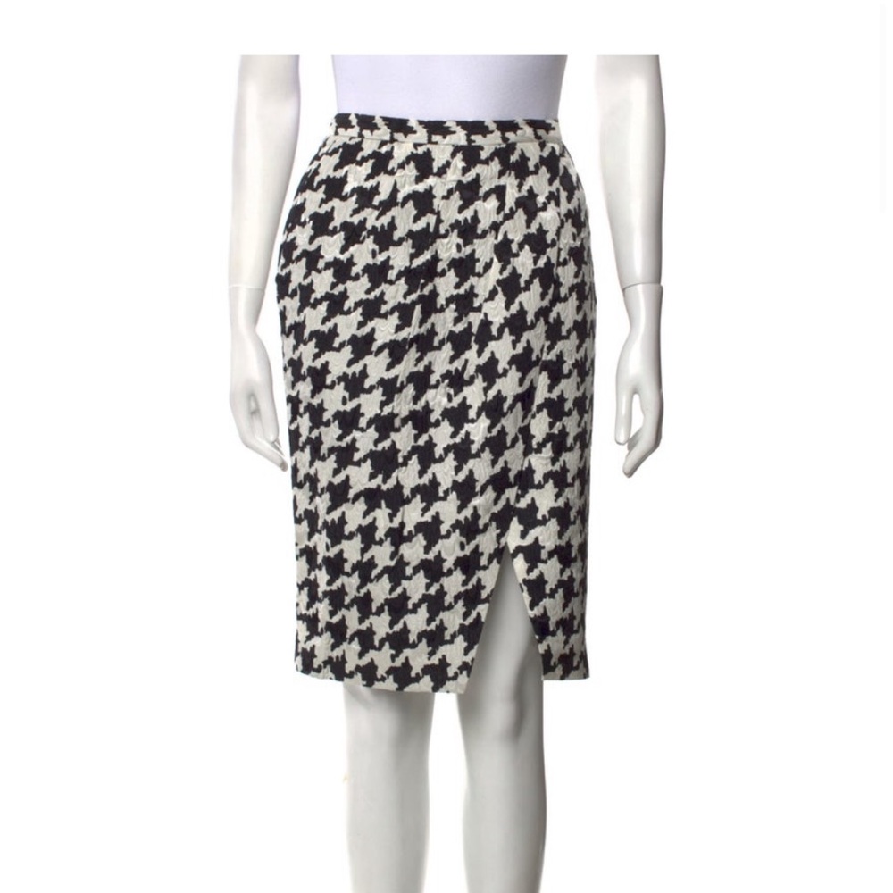 Salvatore Ferragamo Black White Houndstooth Pencil Wrap Skirt w/pockets IT38, S